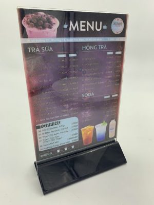 Menu mica đế tam giác đen tháo rời