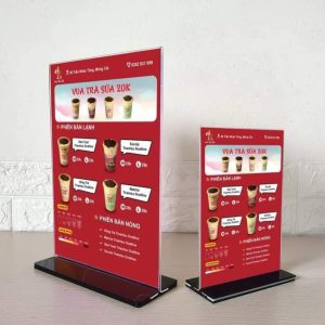 menu mica để bàn đế đen