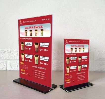 menu mica để bàn đế đen